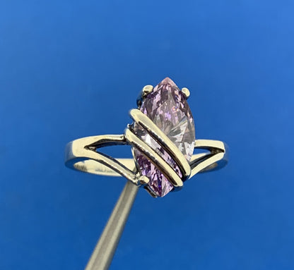 Designer 925 Sterling Silver Purple Marquise Cubic Zirconia CZ Modernist Ring