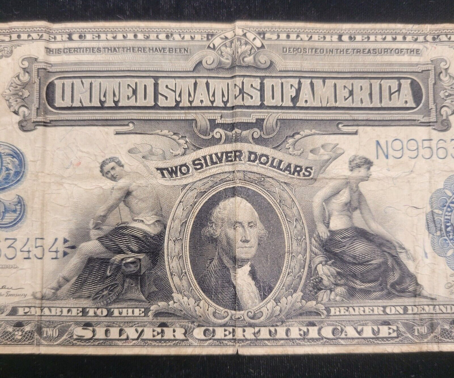 1899 $2 Blue Seal "Mini-Porthole" Speelman/White Silver Certificate Bank Note