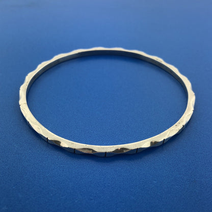 Vintage 925 Sterling Silver Taxco TC-61 Shadow Box Modernist Bangle Bracelet
