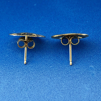 Sterling Silver Vermeil 925 Sand Dollar Sea Ocean Paradise Stud Earrings