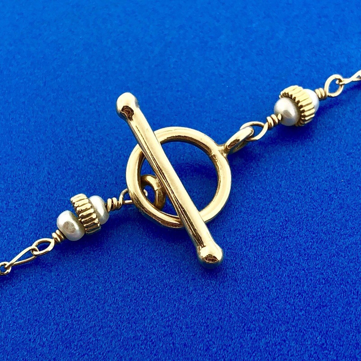 Mignon Faget 14K Yellow Gold Small Medallion Baroque Pearl Drop Toggle Necklace