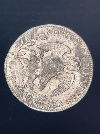 1830 Zs Zacatecas Mexico 8 Reales .903 Silver O.V. Cap and Rays Libertad Coin