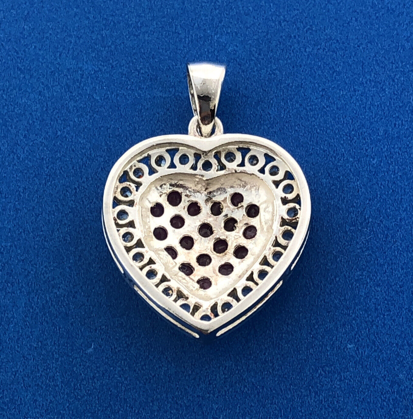 Designer 925 Sterling Silver Ruby White Amethyst Heart July Occasion Pendant