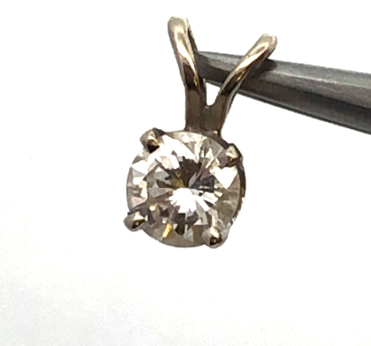 Designer 14K White Gold Round Diamond Solitaire Anniversary Drop Pendant