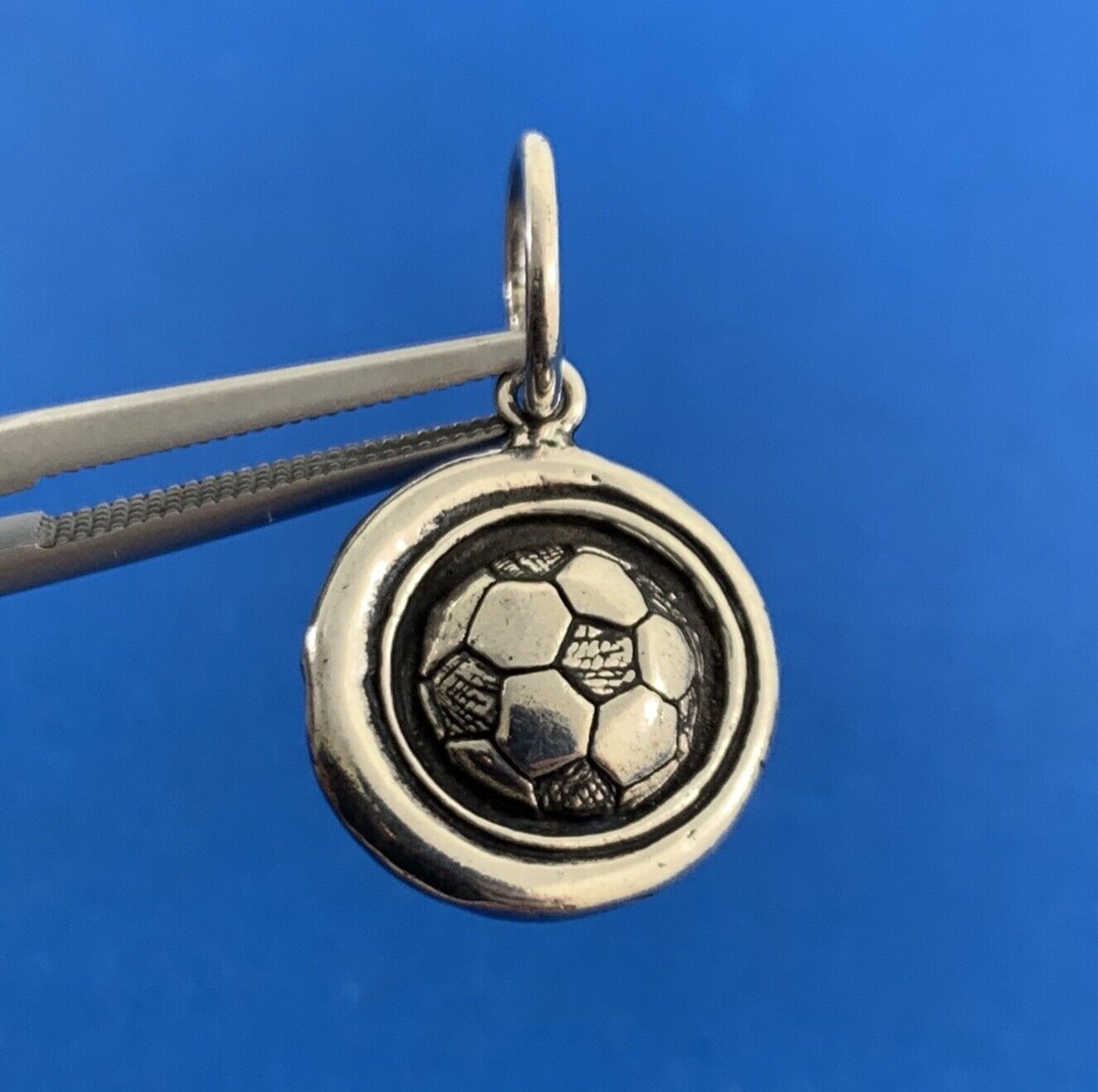 Designer Waxing Poetic 925 Sterling Silver Soccer Ball Round Charm Pendant