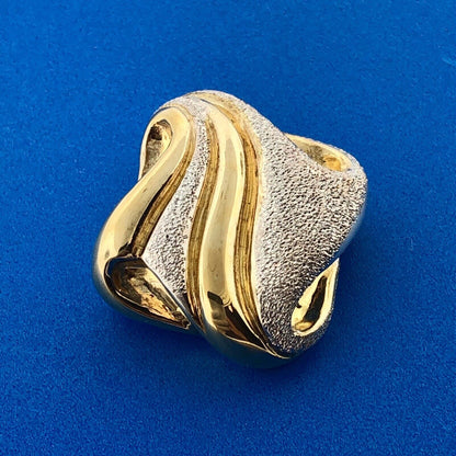 Designer Milor Italy 925 Sterling Silver Two Toned Textured Modernist Pendant