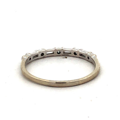 14K White Gold Round Baguette Diamond Wedding Anniversary Band Ring