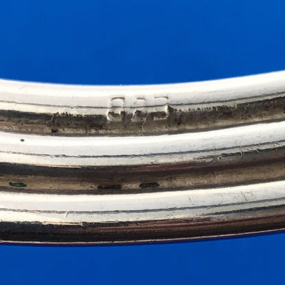 Classic 925 Sterling Silver Roped & Ribbed Statement Bangle Bracelet