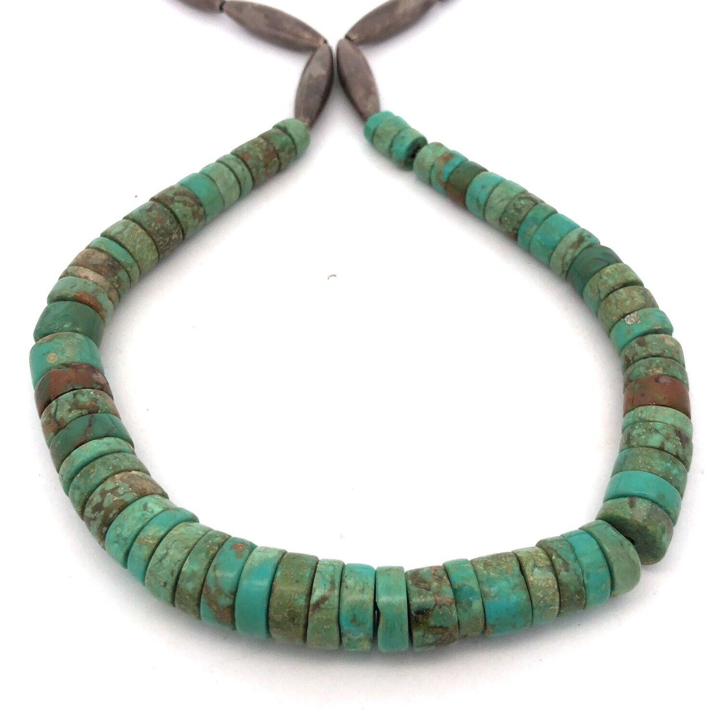 Vintage Native American Artisan Silver Tone Turquoise Beaded Statement Necklace