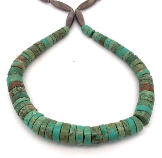 Vintage Native American Artisan Silver Tone Turquoise Beaded Statement Necklace