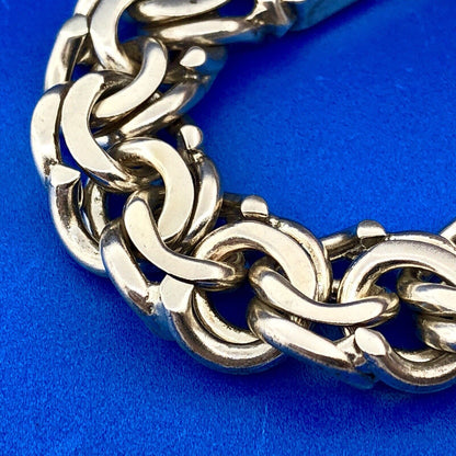 Vintage 900 Silver Hecho En Mexico Taxco Double Rolo Cable Statement Bracelet