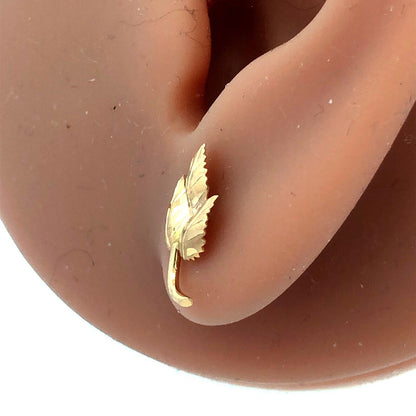 14K Yellow Gold Designer BDA Leaves Leaf Fall Season Stud Earrings