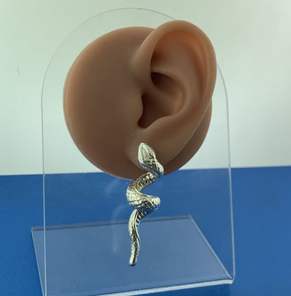 Stunning Sterling Silver 925 Spiral Snake Serpent Stud Earrings