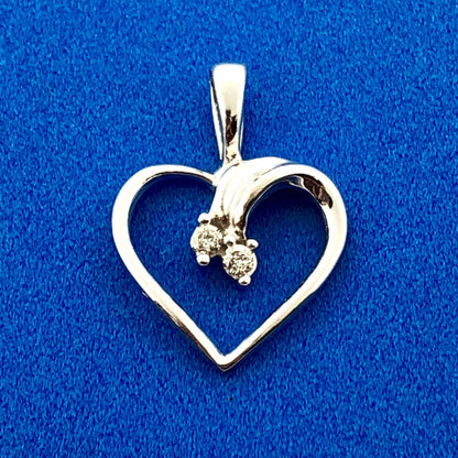 Designer TAJ 14K White Gold Diamond Modernistic Intertwined Heart Charm Pendant