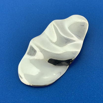 Designer Stunning Sterling Silver 925 Abstract Oval Crunched Wavy Pendant