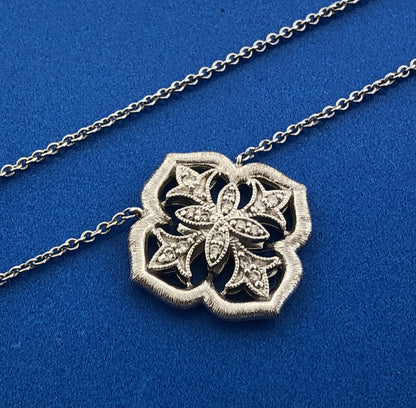 Gabriel & Co 925 Sterling Silver Diamond 3 Dimensional Snowflake Flower Necklace
