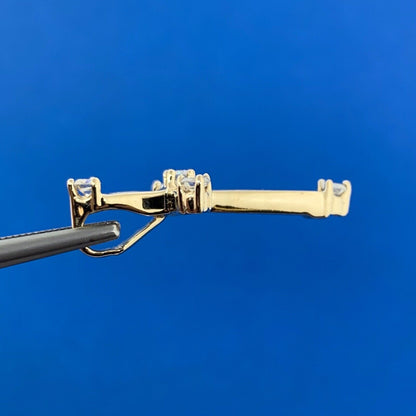 Designer 14K Yellow Gold Round And Baguette Diamond Cross Pendant