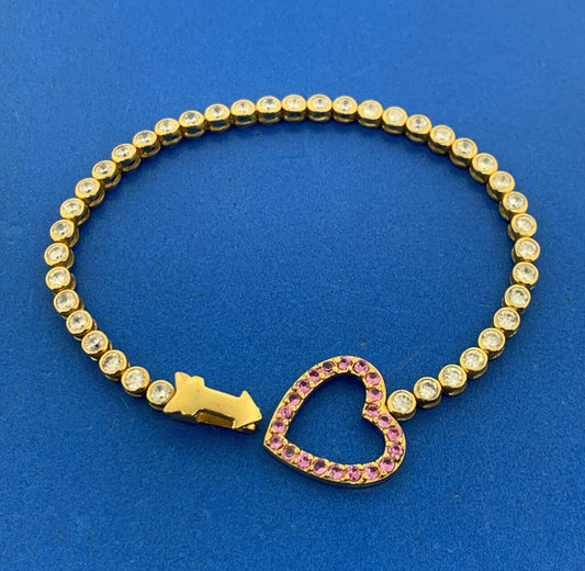 Joan Rivers Gold Tone Love Struck Crystal Heart Bracelet