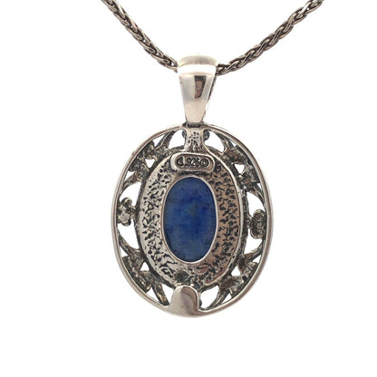 Carolyn Pollack R Moon Sterling Silver Oval Blue Lapis Lazuli Pendant Necklace