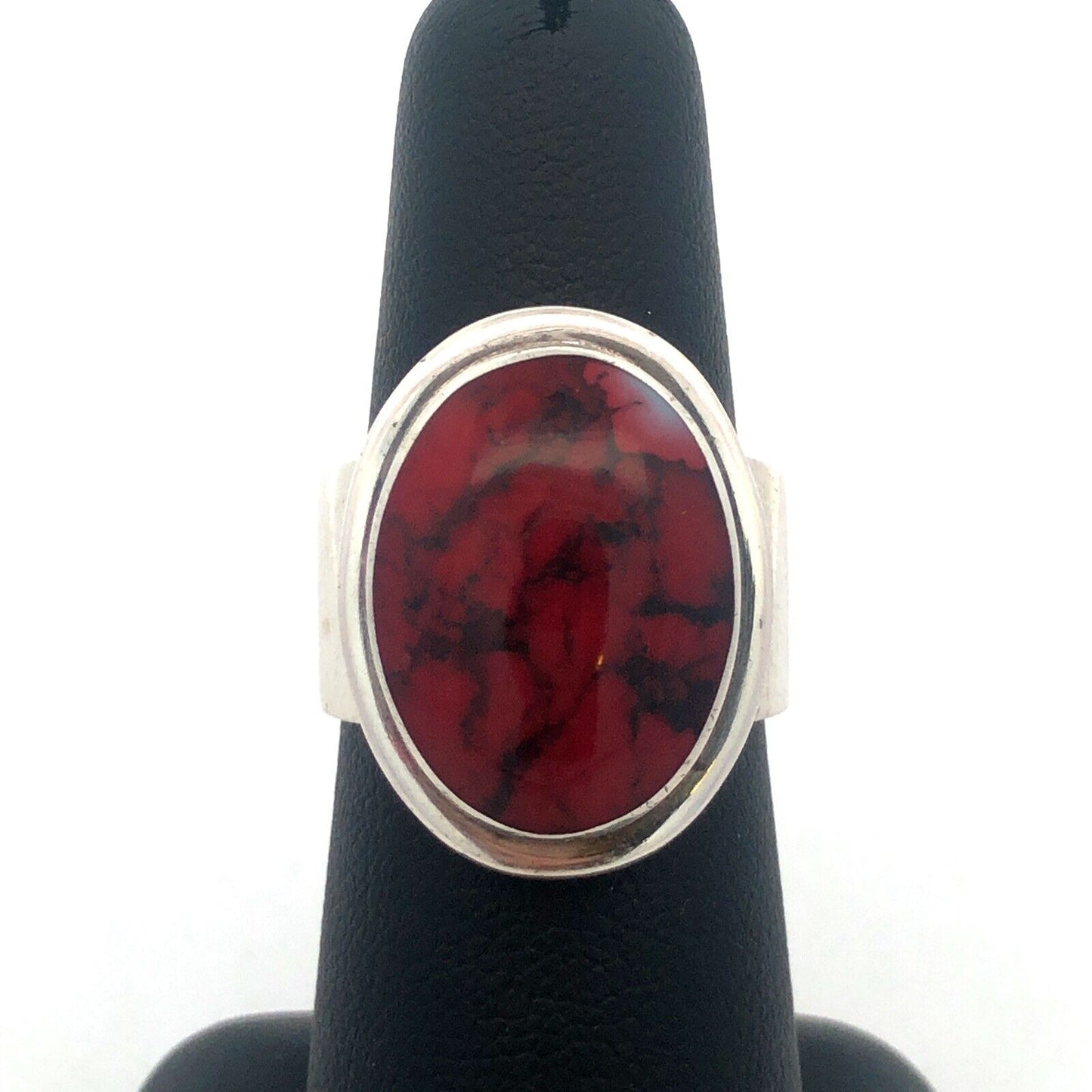 Designer ATI Mexico Sterling Silver Brecciated Jasper Cabochon Statement Ring