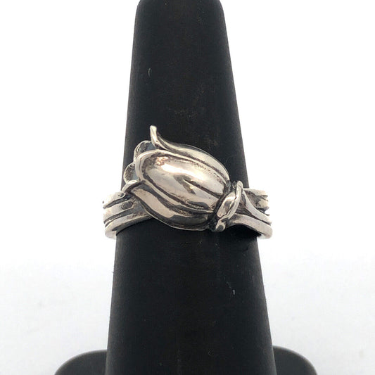 Designer Mignon Faget 925 Sterling Silver Tulips Collection Flower Tulip Ring