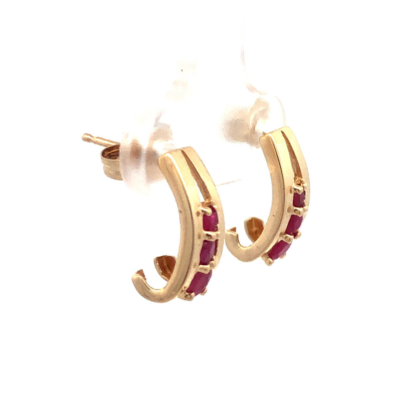Designer Mexico 14K Yellow Gold Round Ruby Drop Stud Earrings