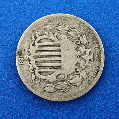 1868 P Shield Nickel Variety 2 Scarce Rare Better Key Philadelphia Mint Coin