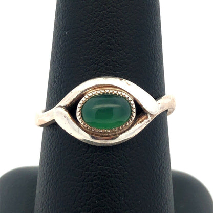 Vintage Designer MC 925 Sterling Silver Oval Green Tourmaline Ring