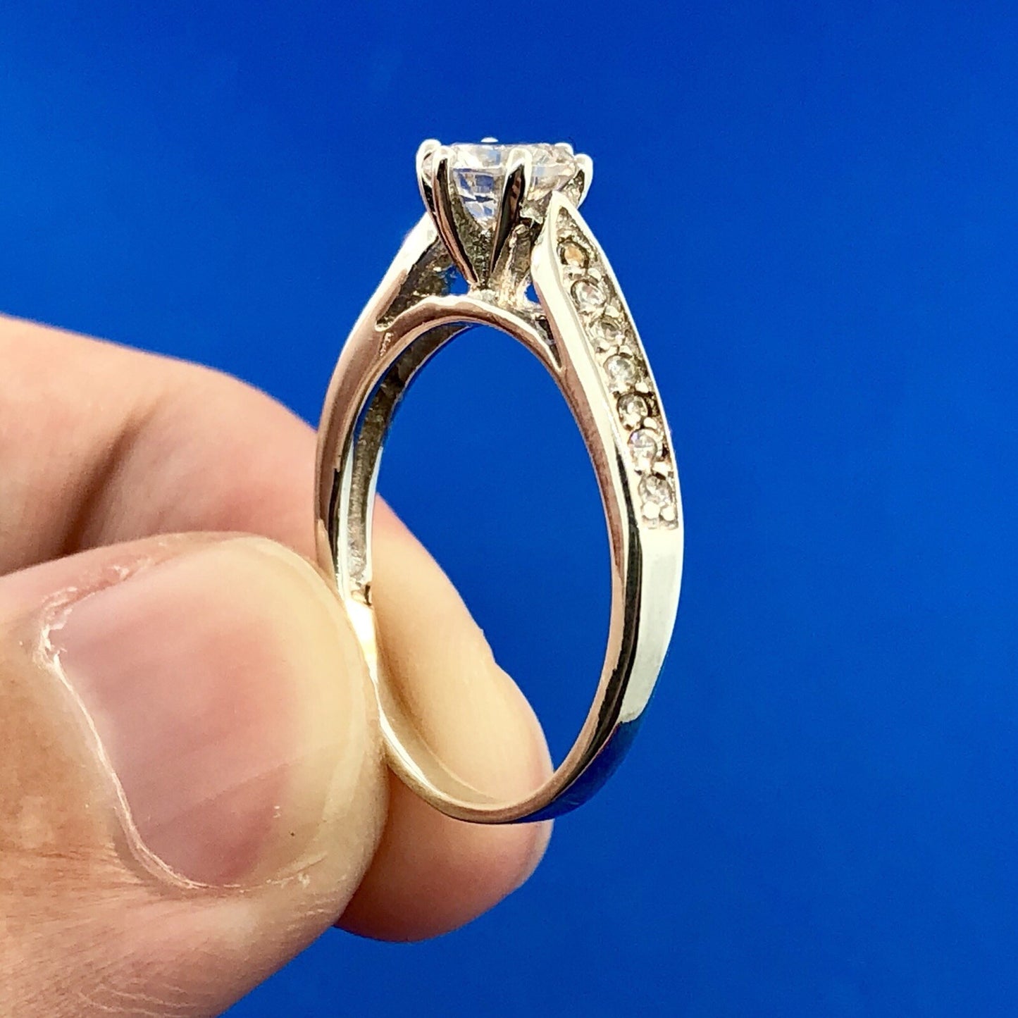 Spectacular 925 Sterling Silver Cubic Zirconium Diamond Accent Engagement Ring