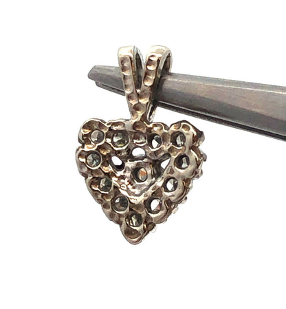 14K White Gold Round Diamond Cluster Heart Anniversary Charm Pendant