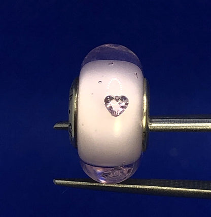 925 Sterling Silver PANODRA ALE Pink CZ & Glass Murano Heart Clear 791632 Charm