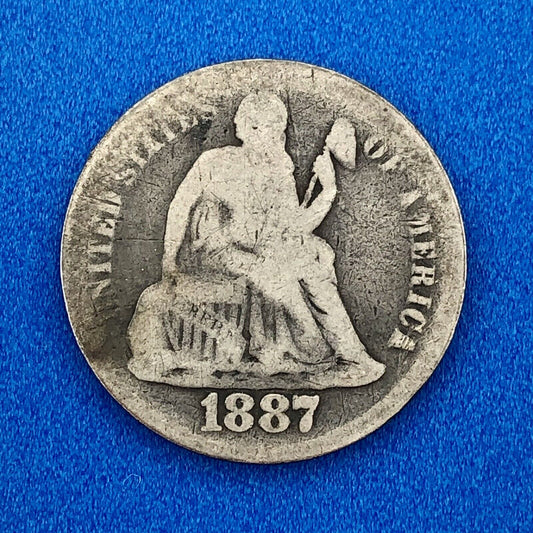1887 S Seated Liberty Silver Dime 10c Better Key No Stars San Francisco Coin