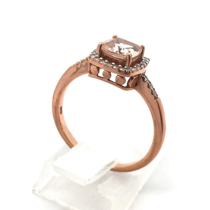 Zales Designer 10K Rose Gold Cushion Cut Morganite Diamond Halo Engagement Ring