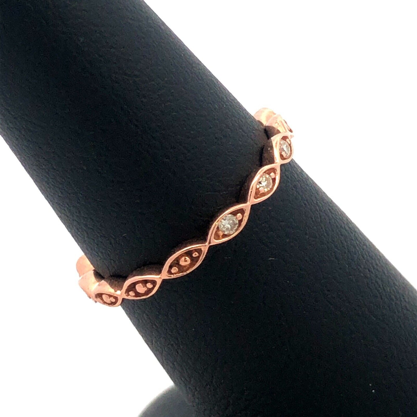 14K Rose Gold Round Diamond Bubble Stacking Anniversary Wedding Band Ring