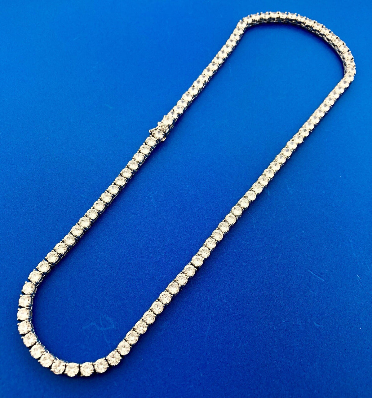 Glamorous Designer Sterling Silver Cubic Zirconia CZ Statement Tennis Necklace