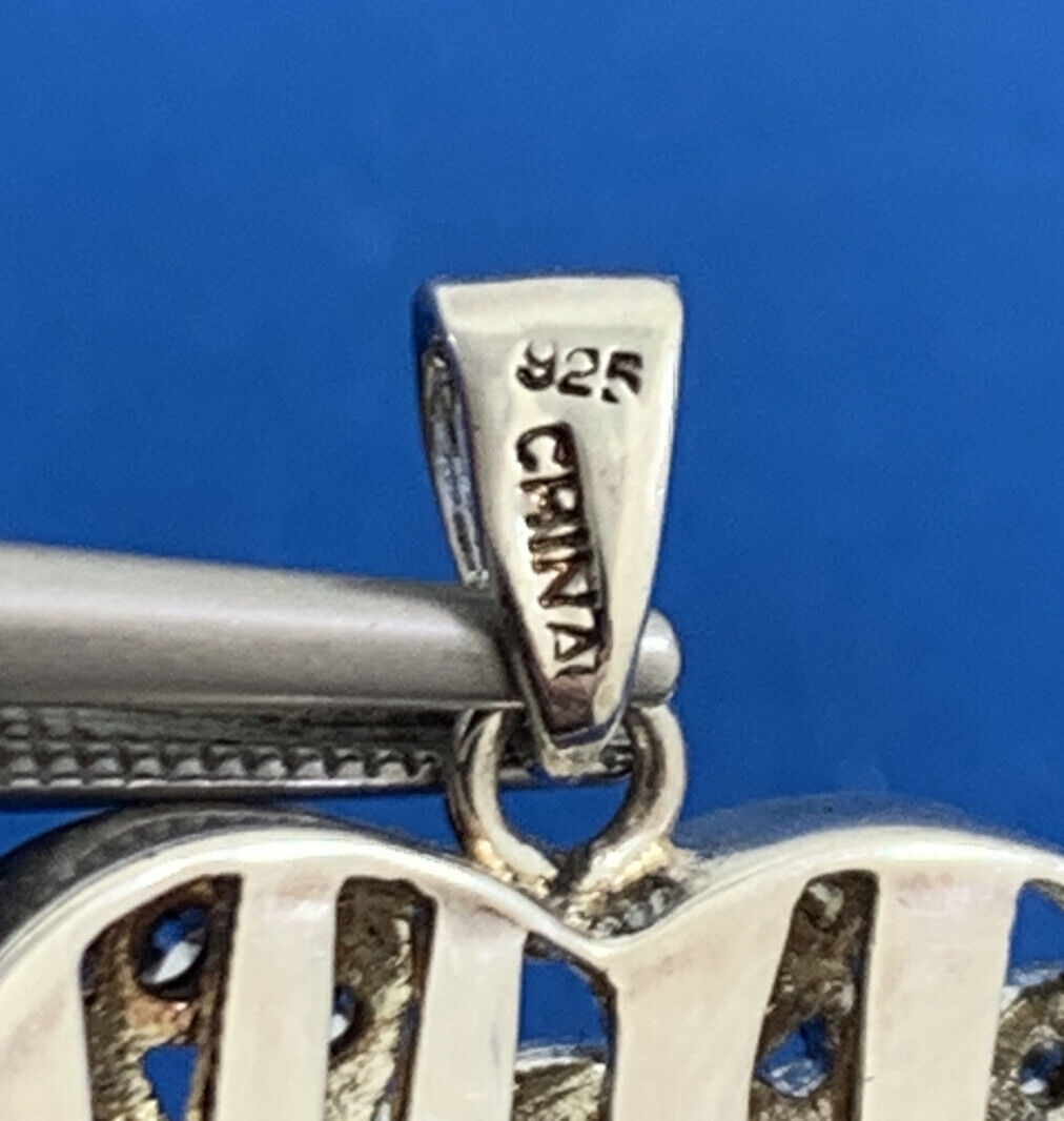 Designer DBJ Cubic Zirconia 925 Sterling Silver Floral Heart Pendant