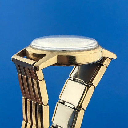 Art Deco Croton Automatic Mens 10K Yellow Gold 17j GEMEX Band Wrist Watch