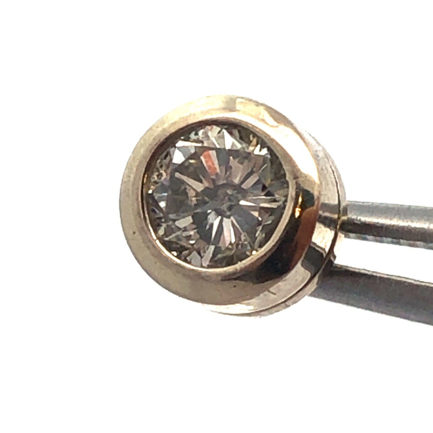 Designer 14K White Gold Round Diamond Stud Earrings