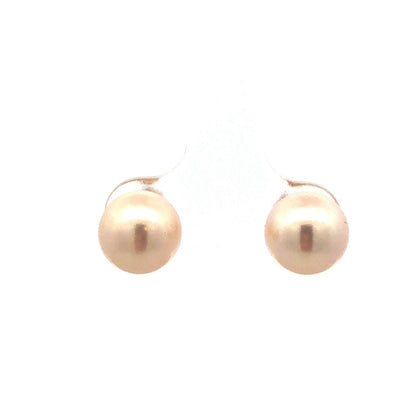 Designer 14K Yellow Gold Round Pearl Solitaire 8.5mm Stud Earrings