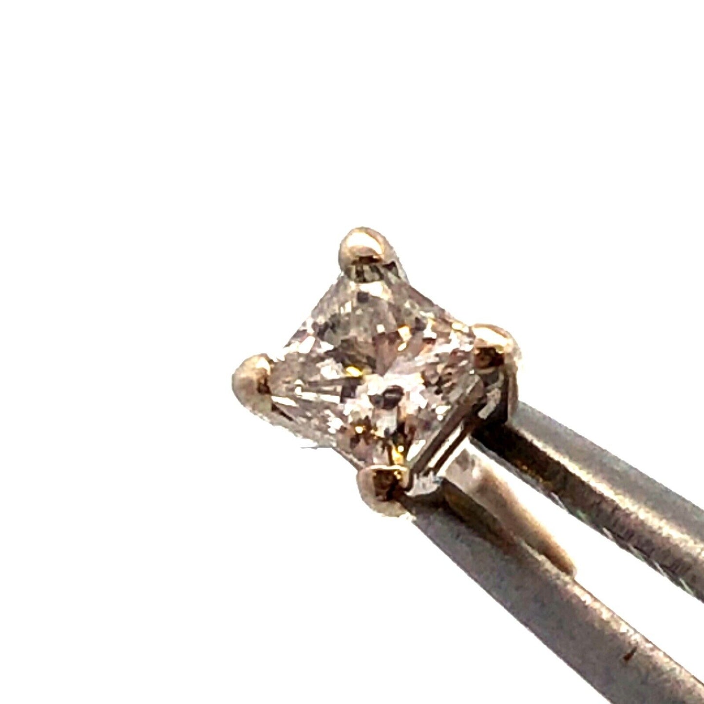 Designer 14K White Gold Princess Square Diamond Solitaire Screw Stud Earrings