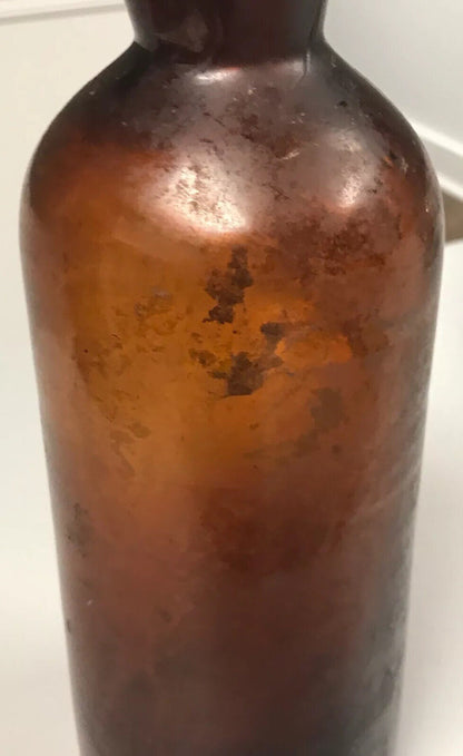 Vintage Amber Brown Large Beer Whiskey Alcohol Unmarked Bottle