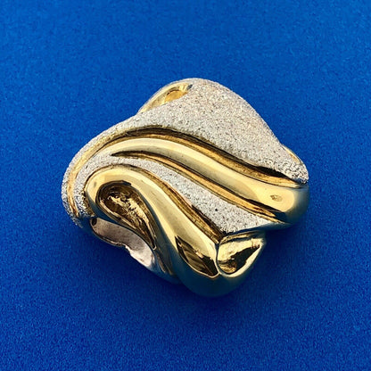 Designer Milor Italy 925 Sterling Silver Two Toned Textured Modernist Pendant