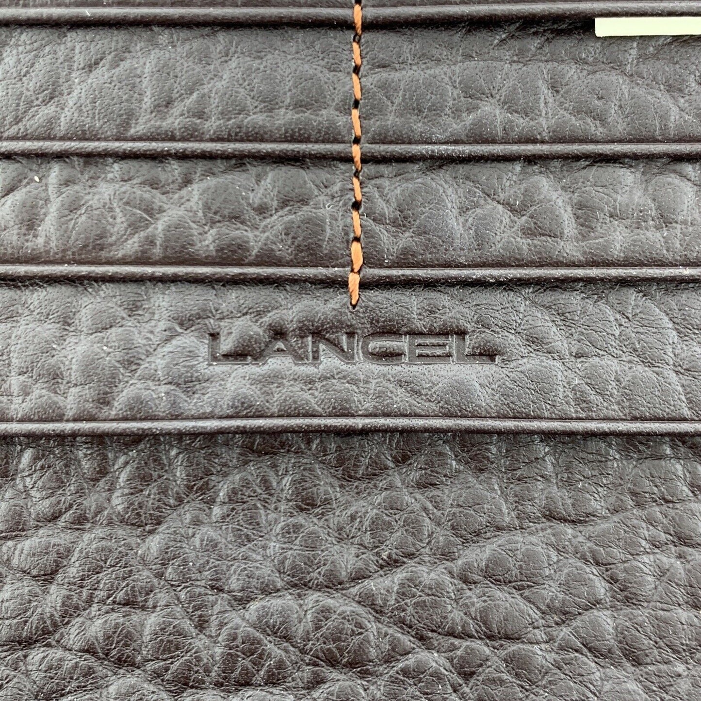 Authentic Lancel Paris Pebbled Chocolate Leather Billfold Clutch New Without Tag