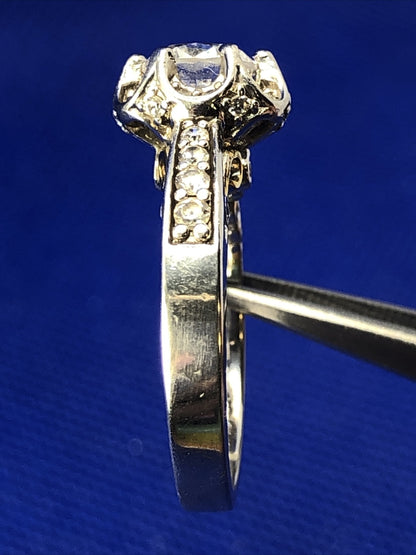 Designer Verragi 925 Sterling Silver Round Cubic Zirconia Engagement Ring