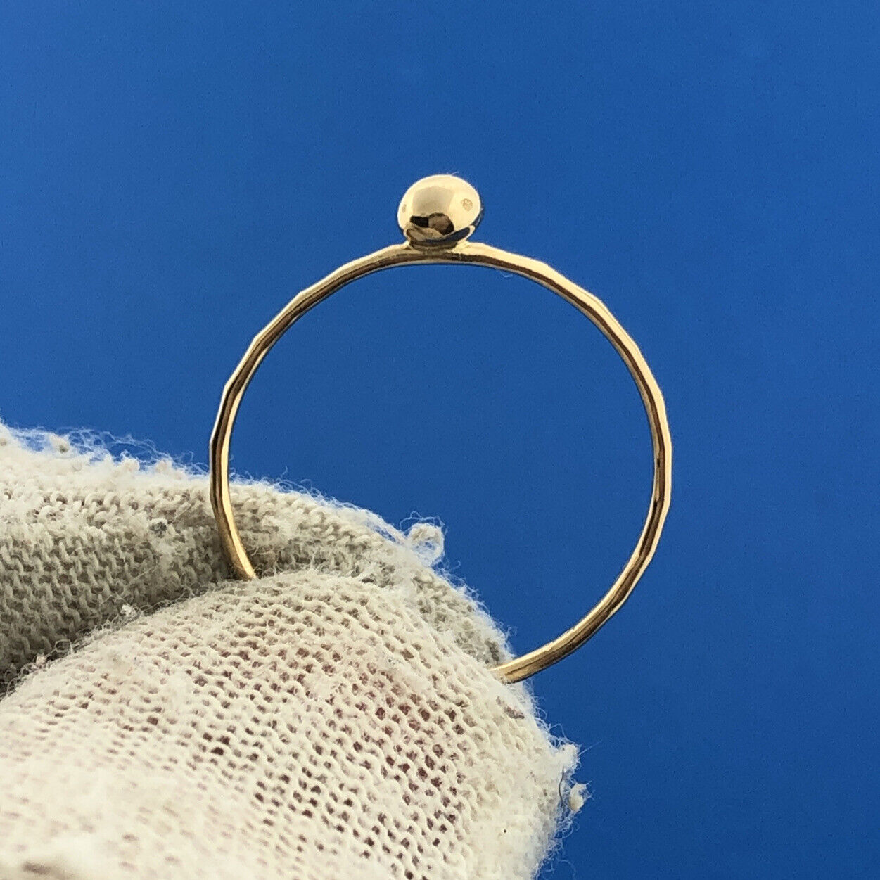 Gorgeous 14k Yellow Gold Sphere Bead Precious Small Ring Size 6.5
