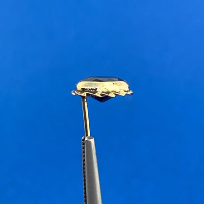 Vintage 14K Yellow Gold Oval Smoky Quartz Stud Earrings