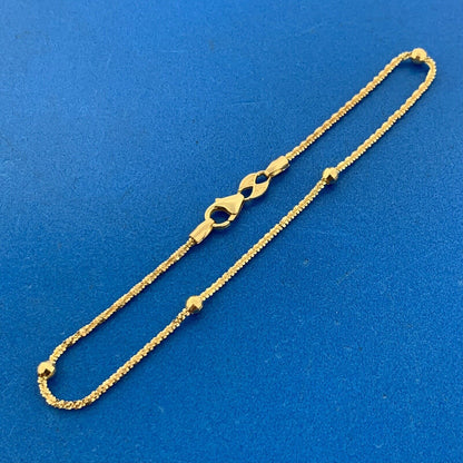 14K Yellow Gold Italy Fancy Cut Disco Ball Station Bracelet
