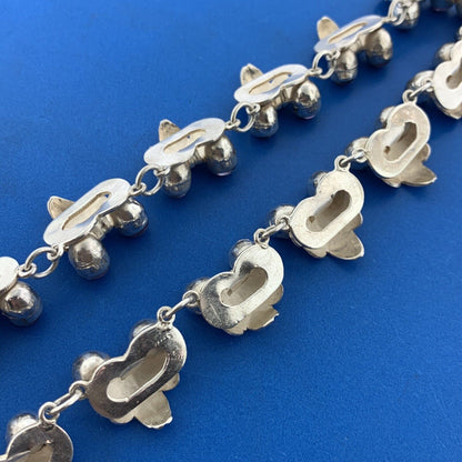 Mid Century 925 Sterling Silver Amethyst Grape Vine Statement Collar Necklace