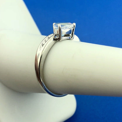 Modern 10K White Gold Trilliant Passion Topaz Diamond Engagement Promise Ring