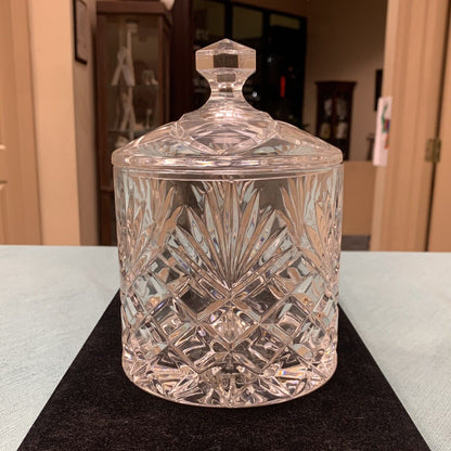 Unmarked Cut Glass Crystal Decorative Biscuit Cookie Jar w/Lid